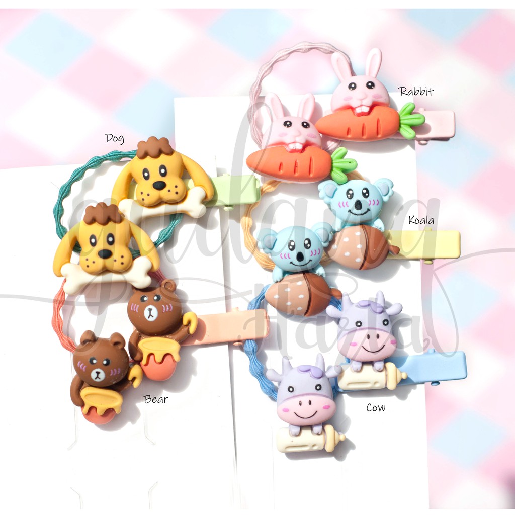 Jepit Rambut Hewan Karet Rambut Cute Animals Hairclip Hairband Lucu Imut Unik GH 200910