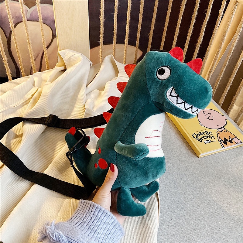 Tas Dino Tas Boneka Motif Dinosaurus Tas Selempang Bahu Kartun Dinosaurus/Tas Dinosaurus Boneka Selempang Dino Import / Tas Dino Bahan Plush Bentuk Kartun Dinosaurus Gaya Korea [KIRIM DARI JAKARTA]