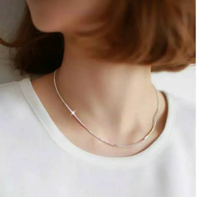 Kalung Titanium Silver 45 cm Pria Wanita