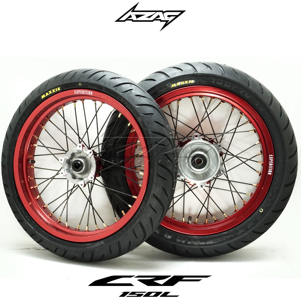 Ban Set Supermoto CRF 150L Velg Expedition Red Ban Maxxis