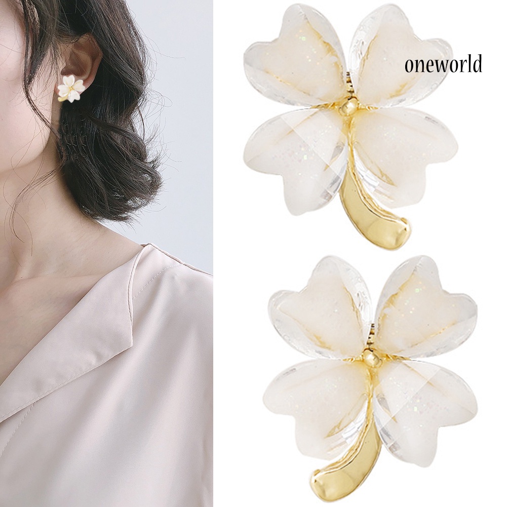 OW# Women Fresh Simple Summer Flower Shaped Alloy Earrings Ear Stud Jewelry Gift