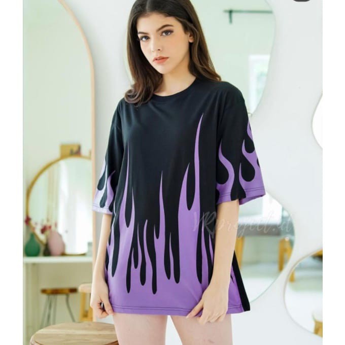 Baju Atasan T shirt Wanita Kaos Oversize FIRE - Kaos Wanita
