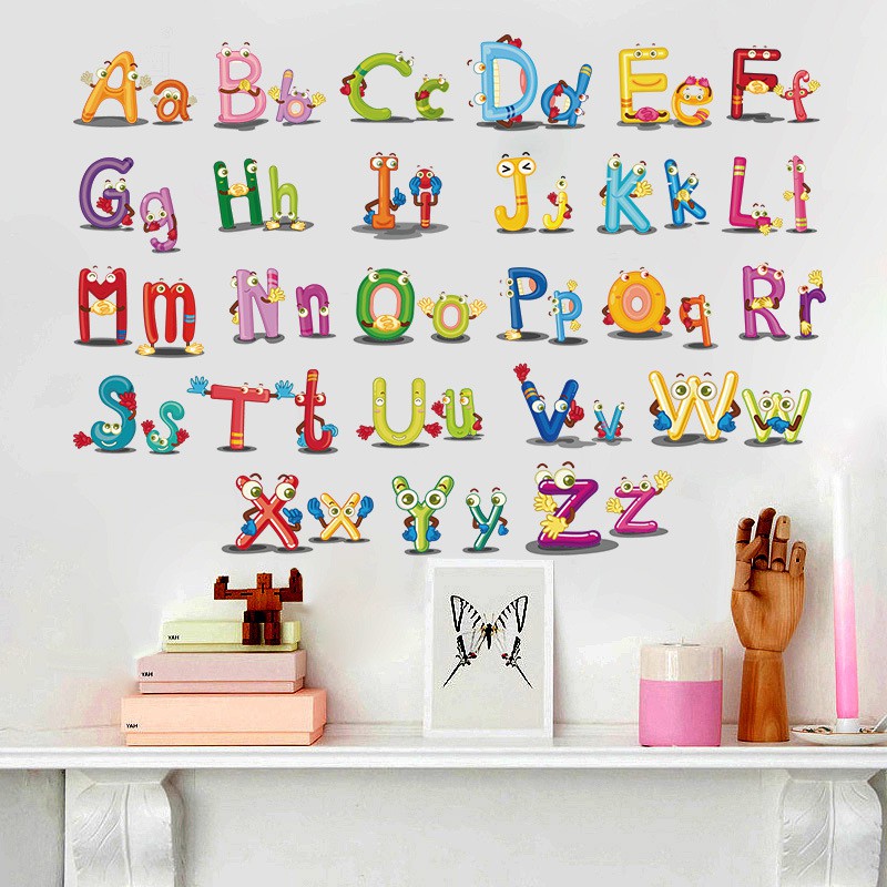 Reliza Wall Sticker Alpabeth 46x60cm Huruf Abjad Study Anak Belajar Stiker Dinding LDR6220