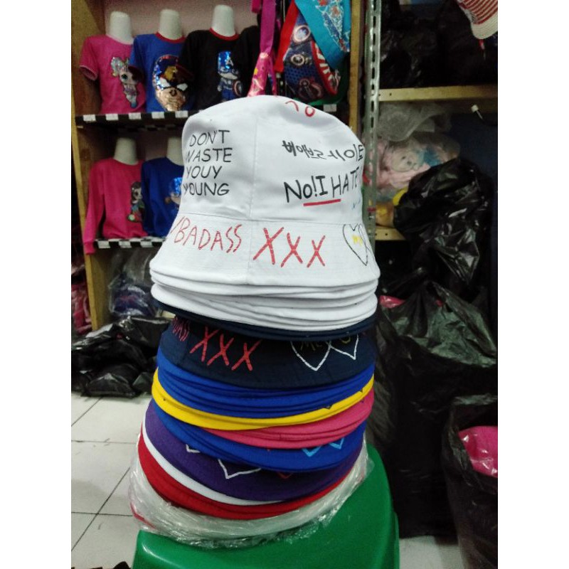 Topi anak/topi buket bolak balik/bucket hat taly karakter kartun umur 2-10tahun