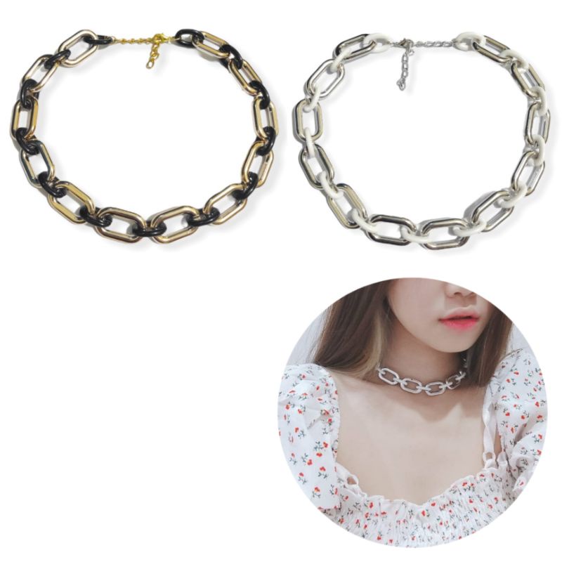 Helen Acrilic Chain Choker Kalung Rantai Akrilik Kombinasi Retro Edgy Style