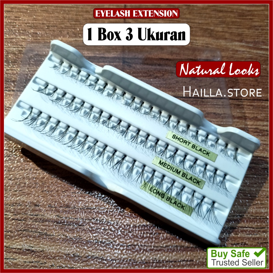 Eyelash Extension Bulu Mata Tanam Bulumata Natural Halus Lembut 1 Box 3 Ukuran Kualitas Exspor