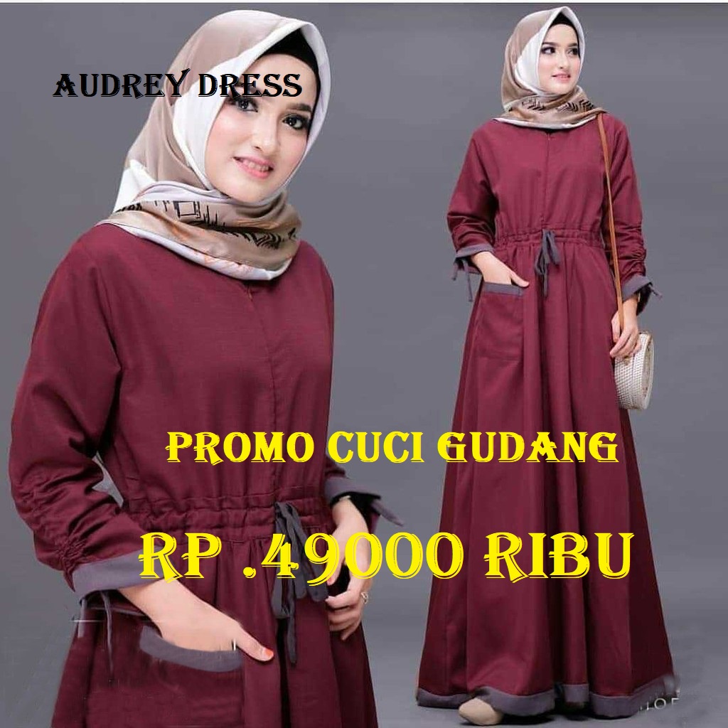 AUDREY MAXY DRESS Balotelly Gamis Trendy Gaun Modern Casual Baju Modis Panjang Syari