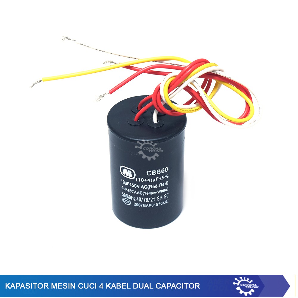 Dual Capacitor Kapasitor Mesin Cuci 4 Kabel