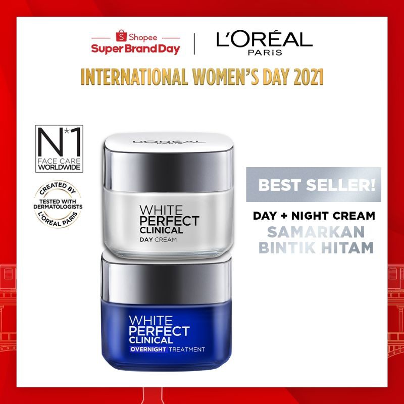 LOREAL White Perfect clinical ( kemasan baru Aura perfect Clinical )50ml DAY NIGHT CREAM exp2024