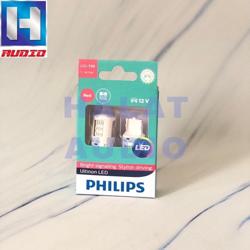 Philips LED Ultinon T20 W21W Red Lampu Rem Mobil Warna Merah Pekat