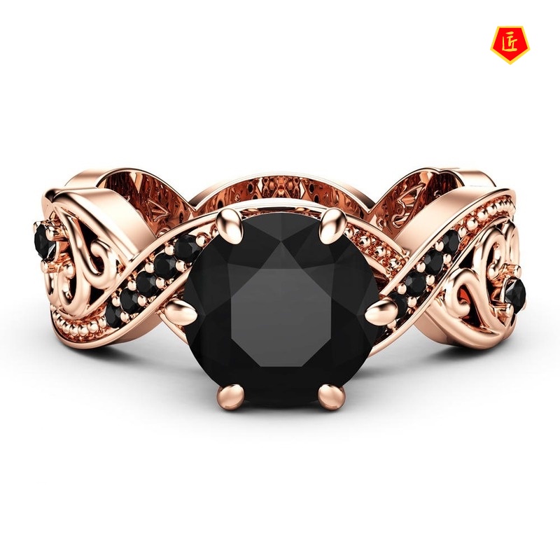 [Ready Stock]Fashion Elegant Rose Gold Diamond Ruby Ring for Women