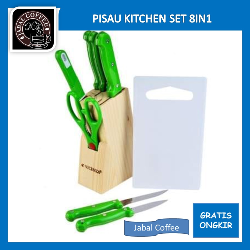 Set Pisau Dapur Stainless Steel / Pisau Set Kitchen 8 In1