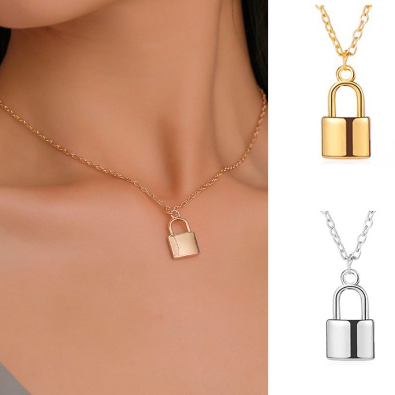 BAJ Kalung Wanita Gembok Kunci/ Kalung Rantai/ Necklace/ Kalung Titanium/ Fashion Wanita Retro Simple KL001