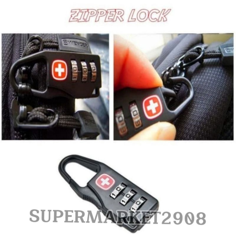 Gembok Kunci Koper / Gembok Swiss Army Gear Zipper Lock