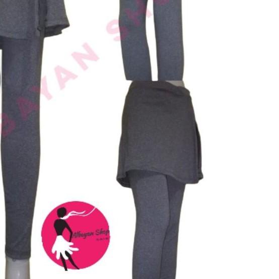 ➳ Celana rok senam laging belah samping abu ➱