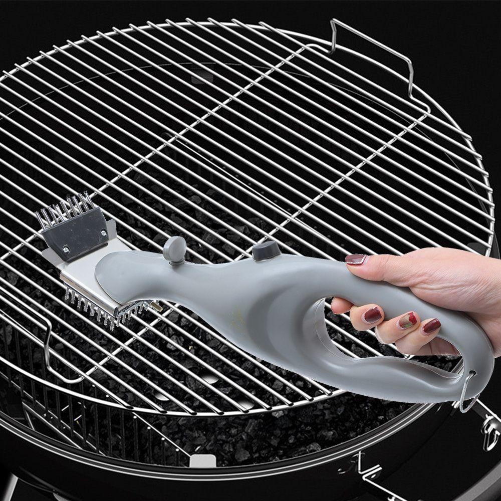 Solighter Barbeque Grill Brush Heat Resisting Alat Masak Pembersih Arang Bulu Stainless Steel Kawat Grill Clean Tool Alat Barbeque