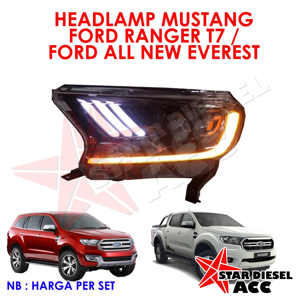 Jual LAMPU DEPAN RANGER T7 MUSTANG HEAD LAMP FORD RANGER Indonesia Shopee Indonesia