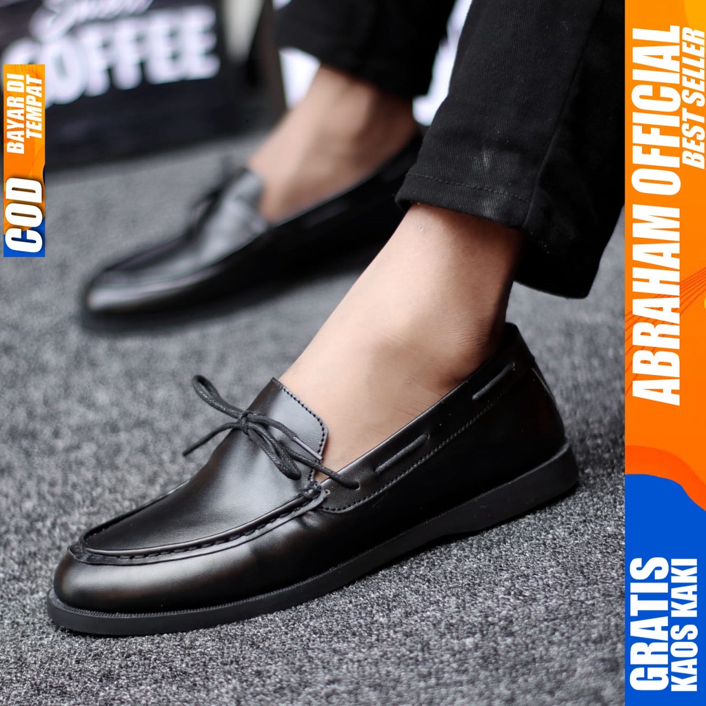 ABRAHAM Elbrow Sepatu Formal Casual Pantofel Kerja Hitam- Coklat