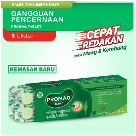 Promag Tablet Kunyah ~ Obat Sakit Maag / Perut Kembung