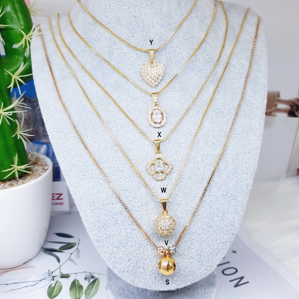 Kalung Xuping  Bola Boba Fuji Bulat Love Bunga Simpel Elegan - BN124