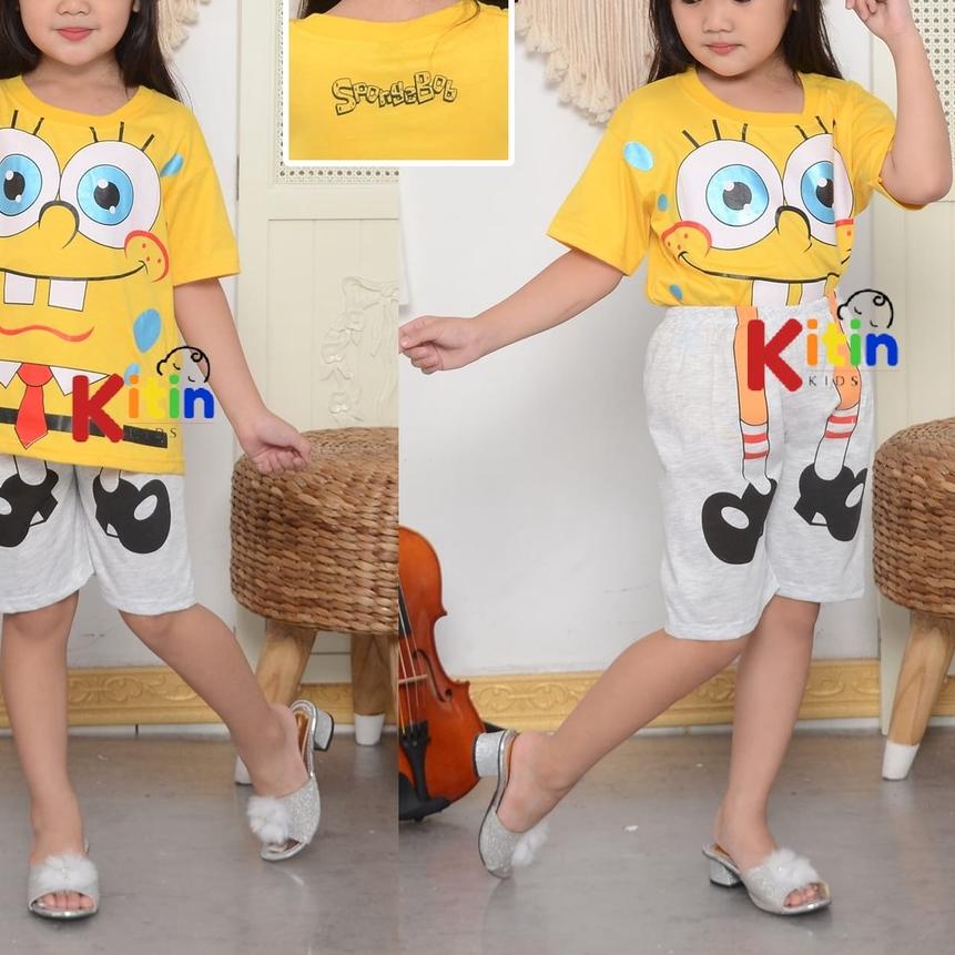 ☛ SETELAN BAJU MAIN DAN HARIAN ANAK CEWEK COWOK/PEREMPUAN LELAKI 2-8 TAHUN MINION SPONGEBOB UPIN IPI