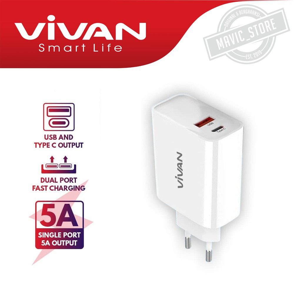 Charger Fast Charging Vivan DT01 Adapter 30W Fast Charger 5A - Garansi Resmi 1 Tahun