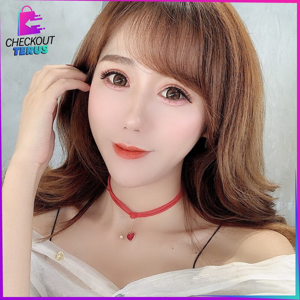 CT K126 Kalung Choker Necklace Wanita Bentuk Love Mutiara Korean Style Aksesoris Wanita Import Kalung Wanita Korea