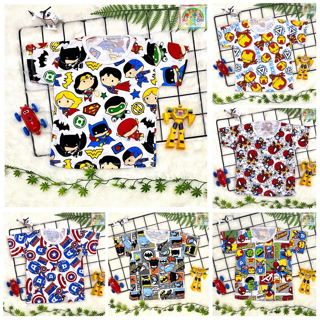 RAINBOW BAJU KAOS BAYI / ANAK COWOK LUCU &amp; MURAH 1 - 7 TAHUN &quot;SABLON FULLPRINT SUPERHERO&quot;