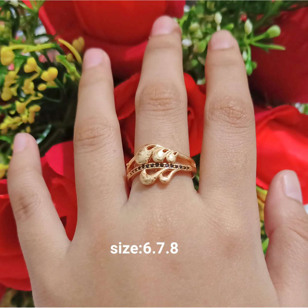 Cincin Dewasa Permata Zircon Gold Perhiasan Wanita (COD)