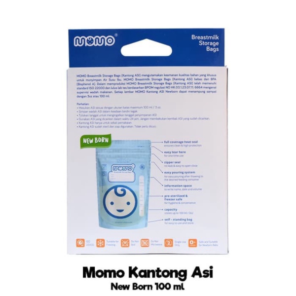 ECER KANTONG ASI MOMO 100ML New Born