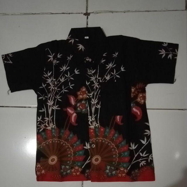 Kemeja Hem Batik Anak Motif Blarak Biru Baju Atasan Laki-laki Cowok Trend Modern Murah