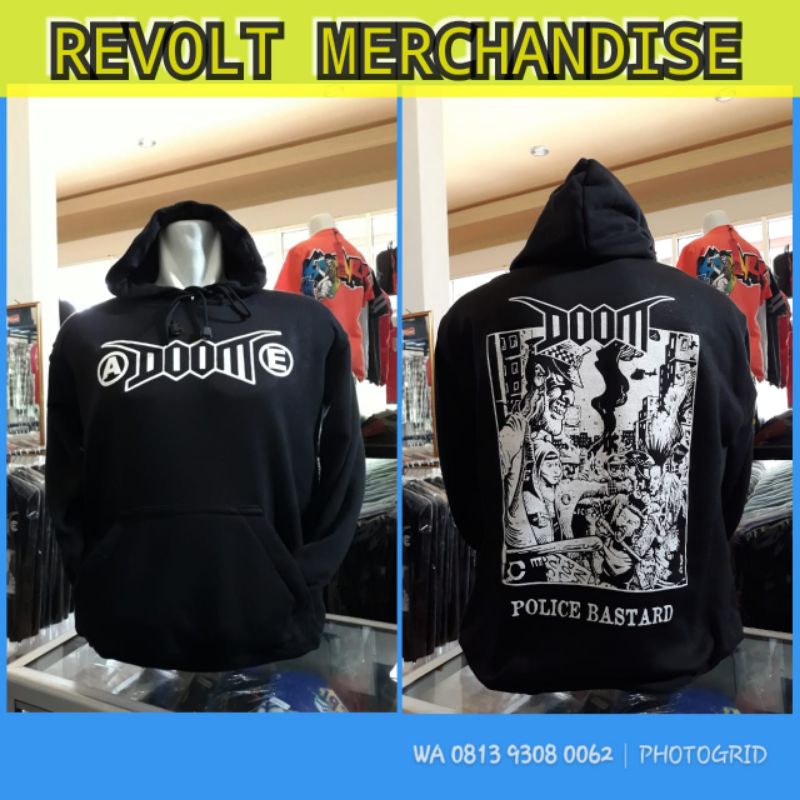 hoodie band doom (police bastard), hoodie band punk, switer punk, revolt merchandise
