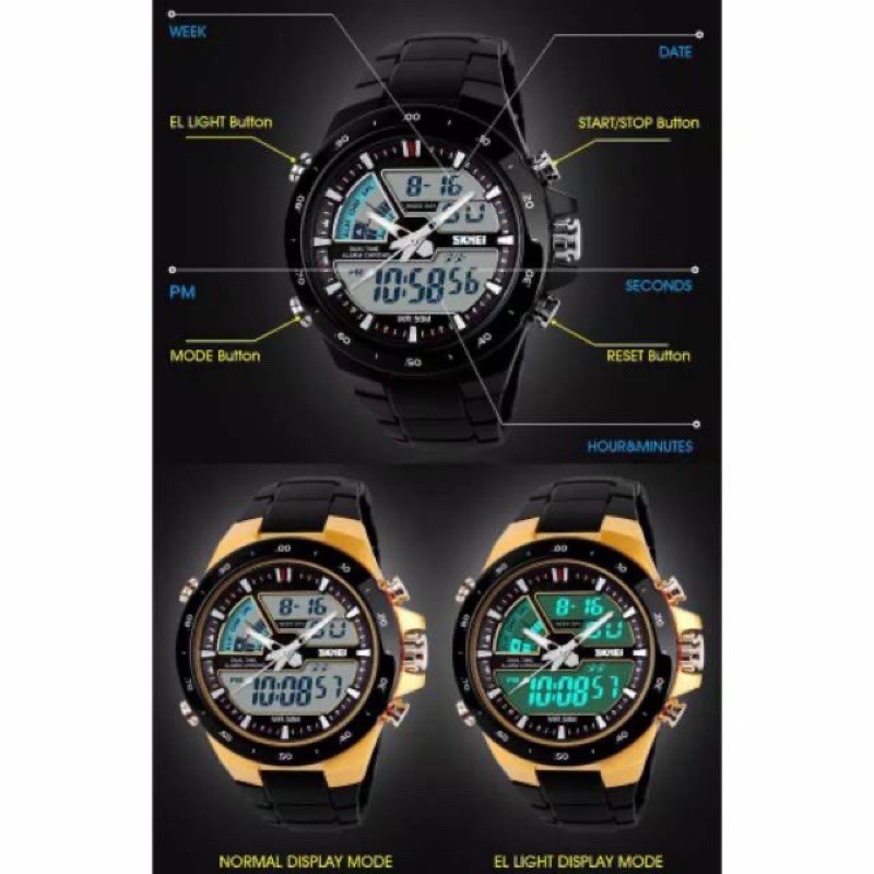 SKMEI 1016 Original Jam Tangan Pria Analog Digital LED Multifungsi Waterproof Sports Men Watch