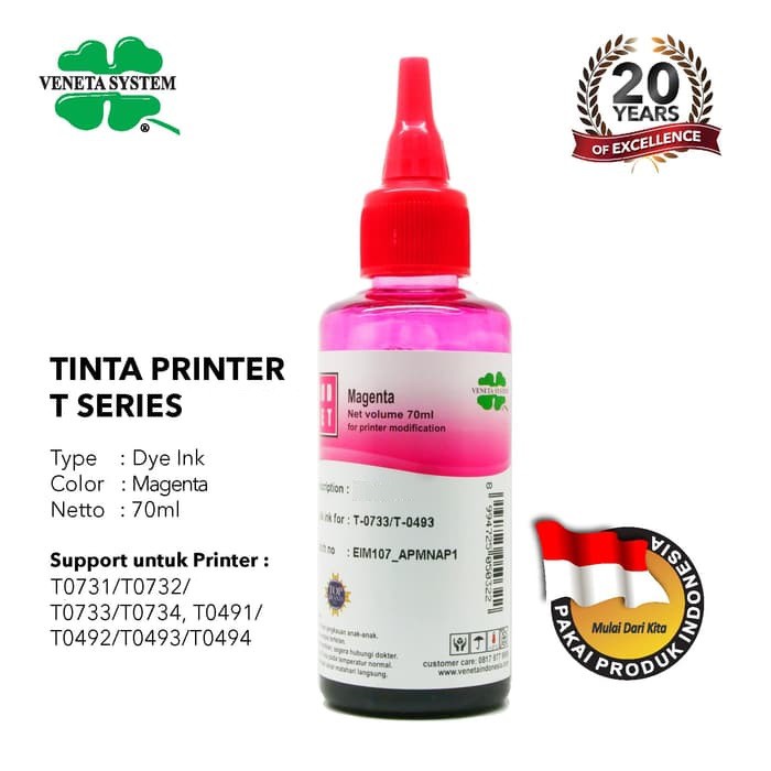 TINTA REFILL ISI ULANG BOTOL INFUS EPSON T SERIES - 70ML