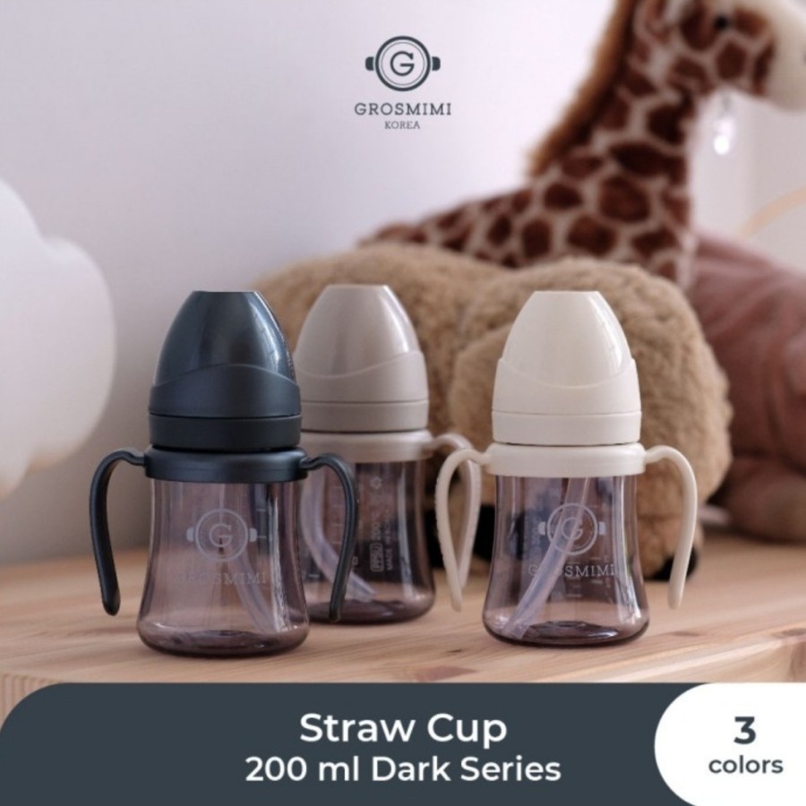 Grosmimi PPSU Straw Cup 200 ml Dark Series - Botol Minum Bayi &amp; Anak