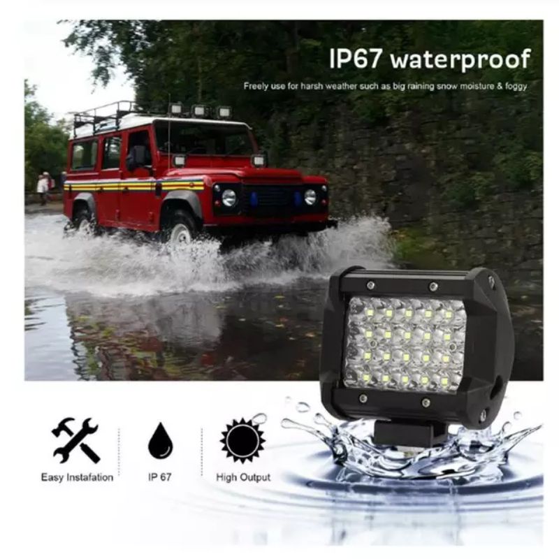 Lampu LED CWL Tembak Sorot Work Light 24 Mata 4 Susun Bar CREE Waterproof Motor Mobil High Grade Offroad 24 Titik OWL LightBar Senja Putih Cutoff Kotak Jeep Headlight Headlamp Utama Depan