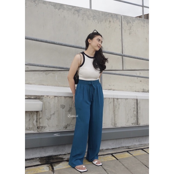 Amora Krinkle Pants // Celana Loose Pants  Rayon Crinkle Highwaist