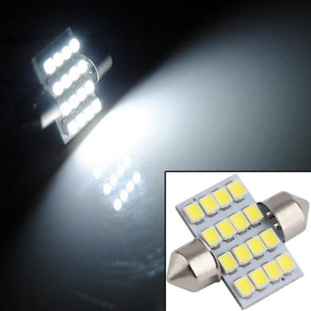 Lampu LED Interior Kabin Plafon Mobil Putih Terang 31mm Festoon 16 SMD