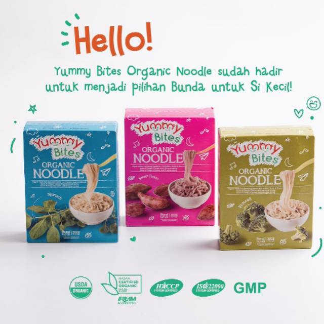 Yummy bites organic noodle spinach brocolli sweet potato MPASI