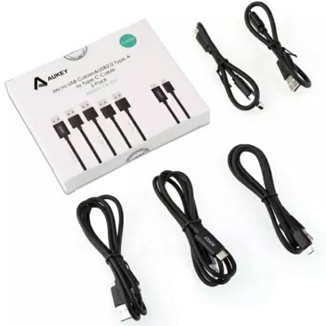 Aukey Cable CB-TD2 Micro &amp; USB C 2.0 (5Pcs) Original Garansi Resmi