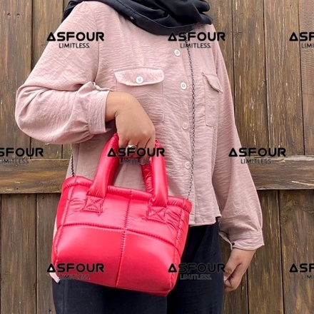 asfour - PUFFY KAREN HOLOGRAM TAS SELEMPANG WANITA Hand bag wanita handbag TAS GELEMBUNG TAS PUFFER