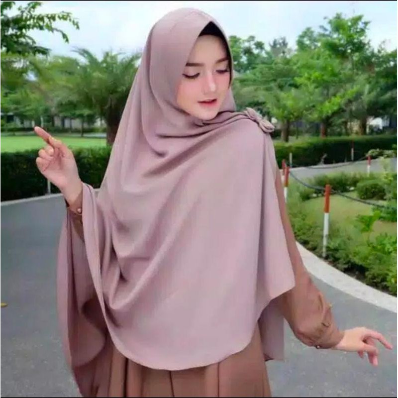 Khimar Belah Pita/ khimar belah samping pinguin wolfis/bergo pet