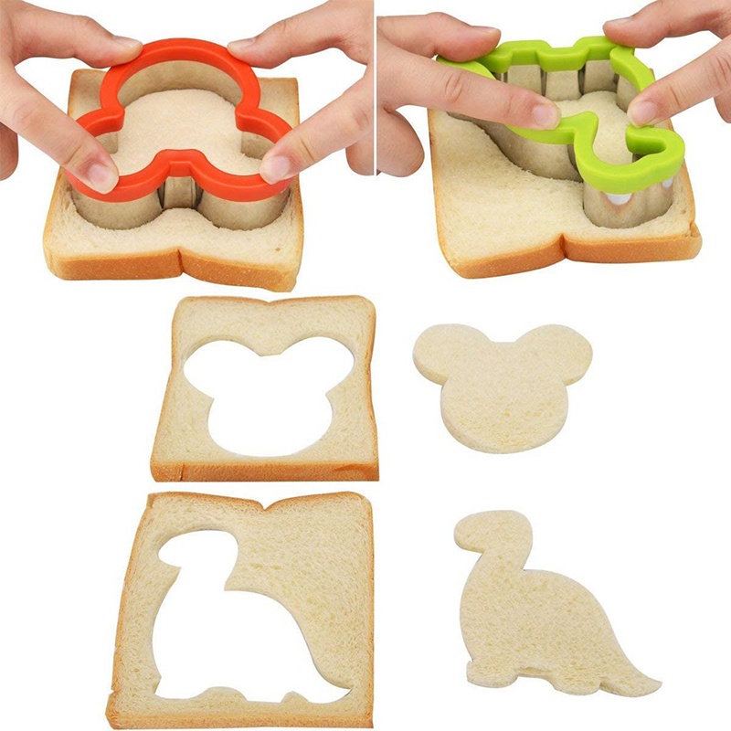 Set Cetakan Pemotong Roti / Kue Kering Bentuk Hewan Dinosaurus Bintang Hati Bahan Stainless Steel Untuk Anak
