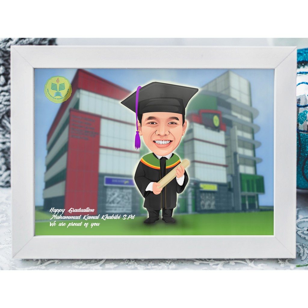 Karikatur Ilustrasi 1 Wajah dengan Cetak + Bingkai  A4 Unik Lucu Murah-7