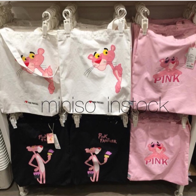 pink panther tote bag miniso