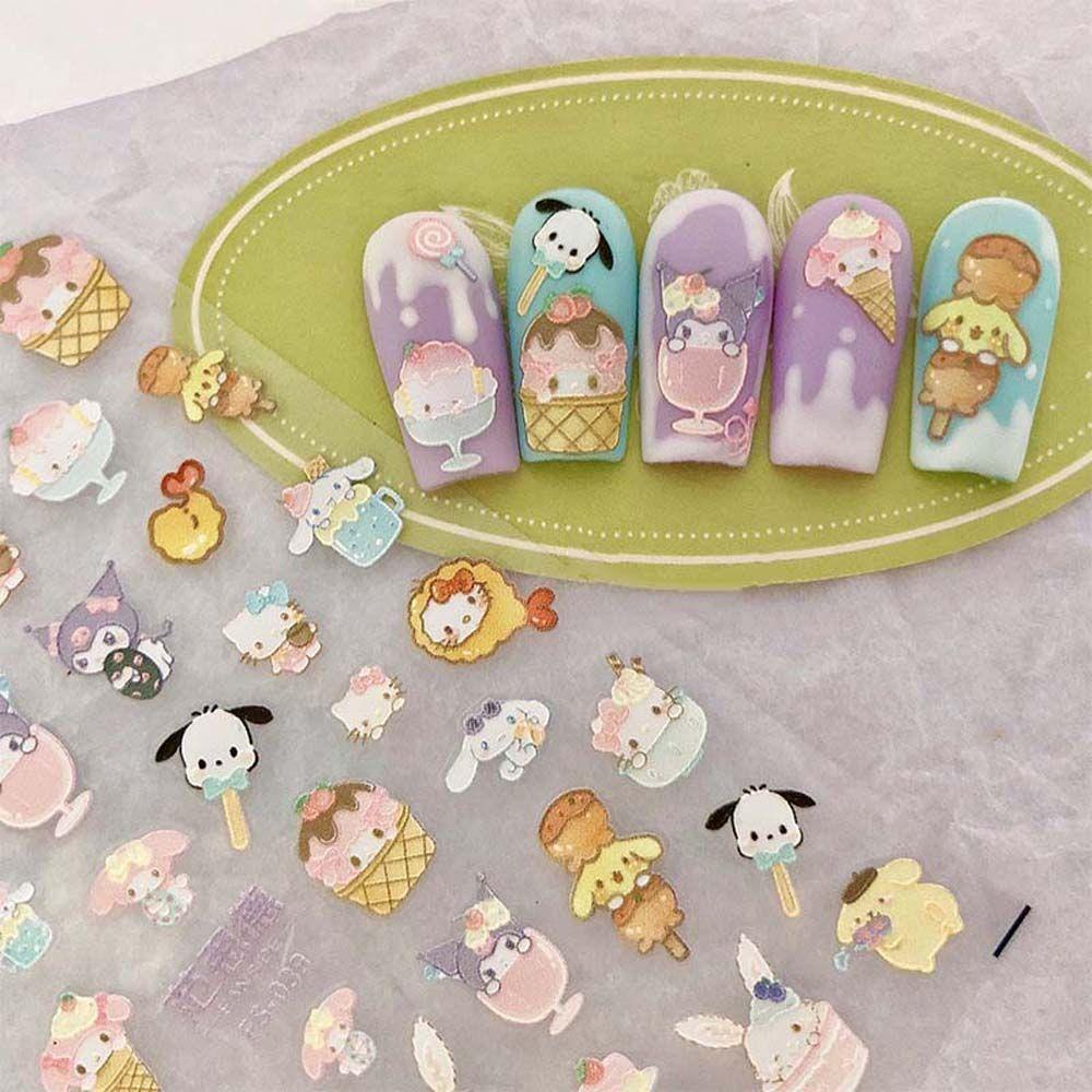 MXBEAUTY Kartun Stiker Kuku Fashion Perekat Diri Kitty Cat Manicure Aksesoris Kelinci Beruang Nail Art Dekorasi