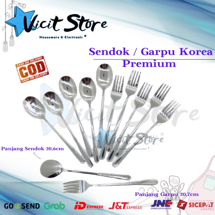 Sendok Garpu Makan Korea Premium Stainless Tebal (Harga 1pack isi 6pcs)