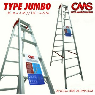 Tangga Lipat Aluminium 3 Meter Jumbo Tebal Anti Karat - JM300 | Shopee