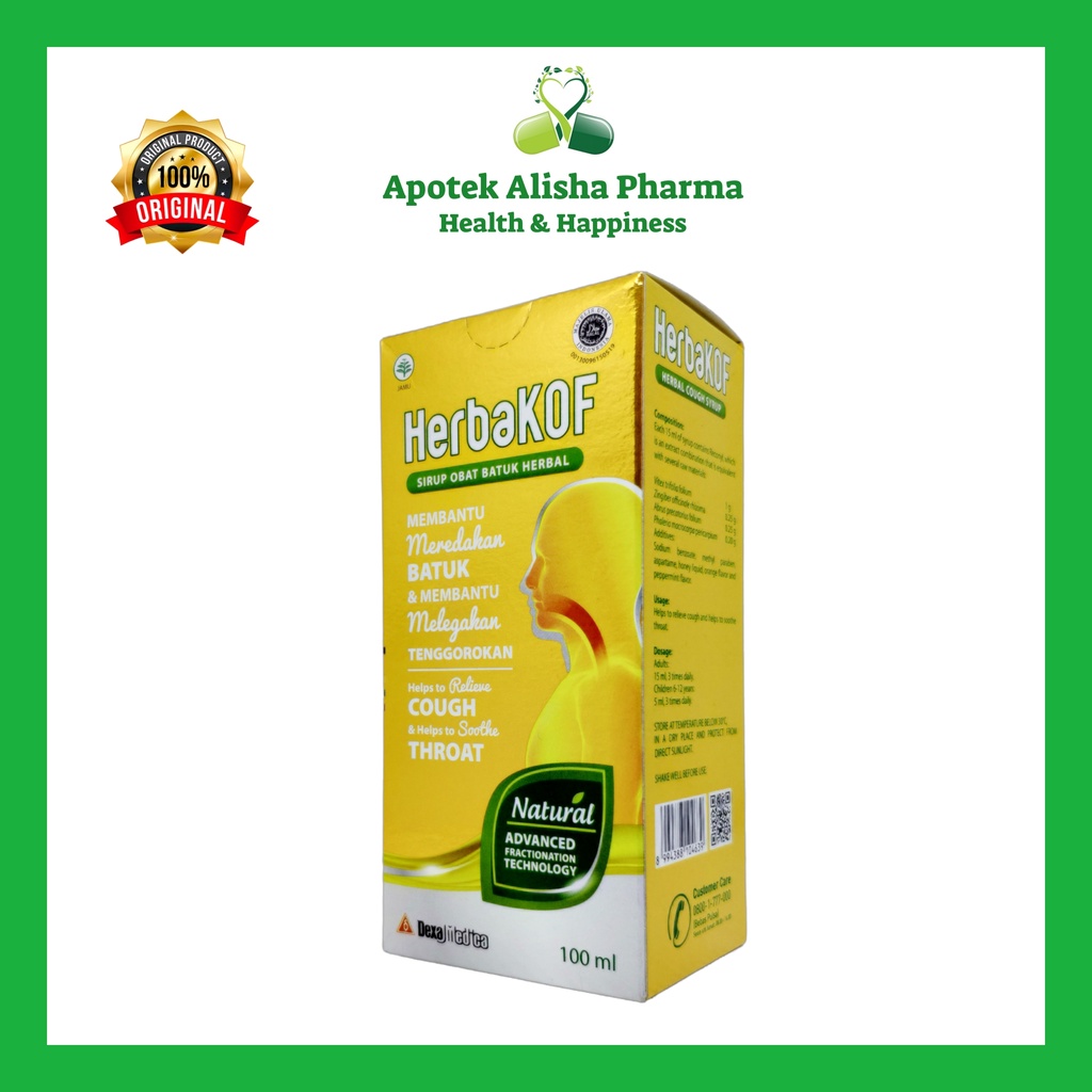 HerbaKof Sirup 60/100ml - HerbaKop Sirup Obat Batuk Herbal Melegakan Tenggorokan/ HerbaKof Natural