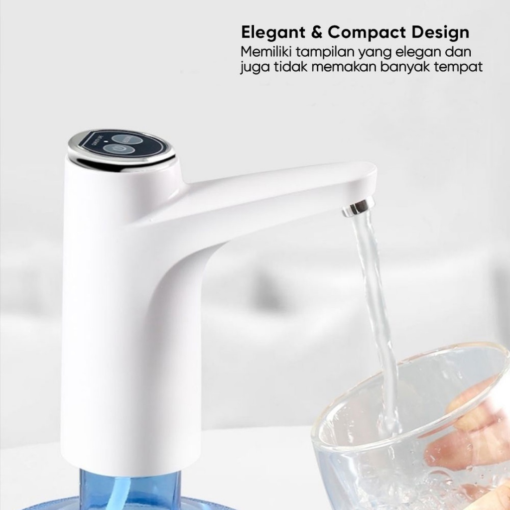 Pompa Air Galon Elektrik Dispenser Dengan Tatakan &amp; Sensor Otomatis Wireless Water Pump Dispenser with Base USB Rechargeable